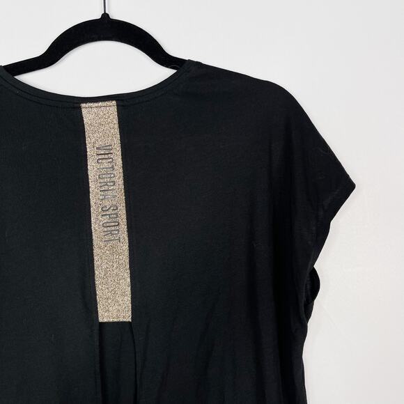 Victorias Secret Sport XSmall XS Black Glitter Logo Tie Back Tee Tshirt Spellout - Picture 5 of 9